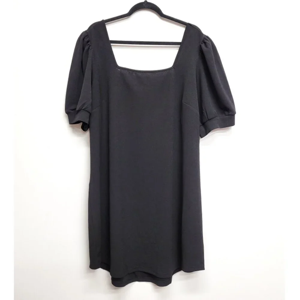 NWT City Chic Black Square Neck Puff Sleeve Mini Dress 20